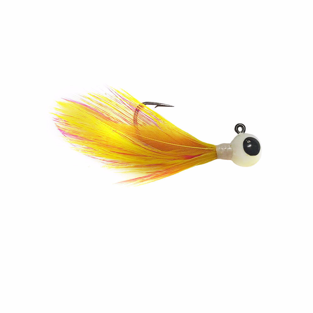 Kenders Tungsten Feather Jig - 1/16 oz / Pink/Yellow